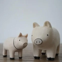 T-Lab Pole Pole Wooden Animal Pair Set - Pig