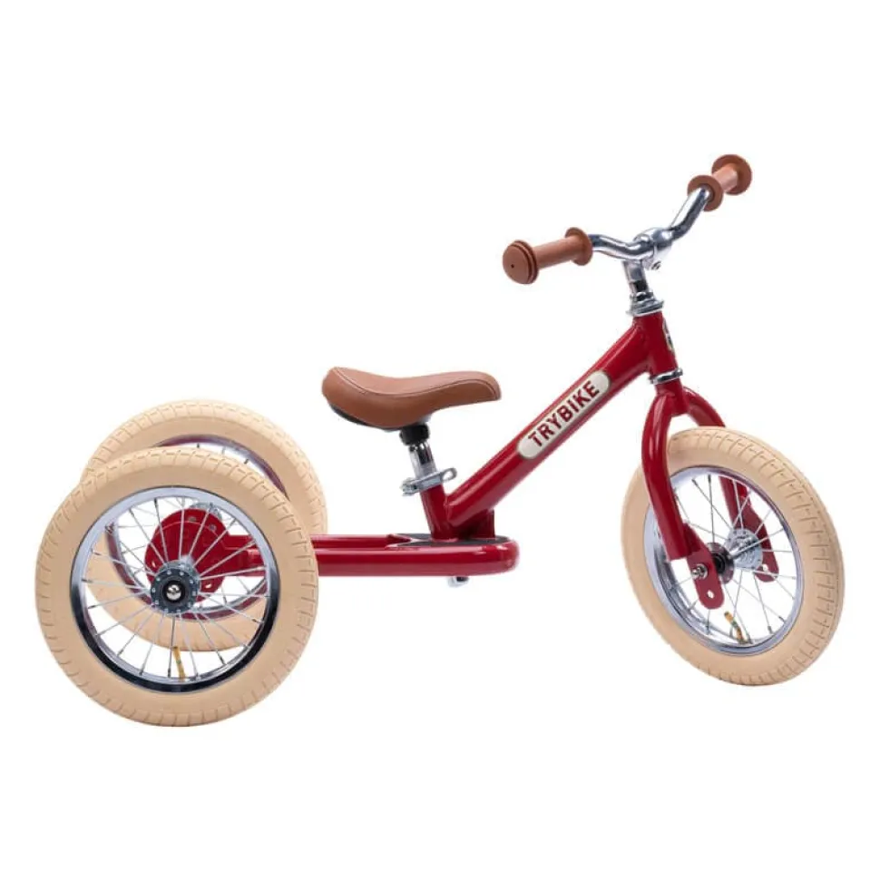 Trybike 2 in 1 Vintage Steel Balance Bike - Red