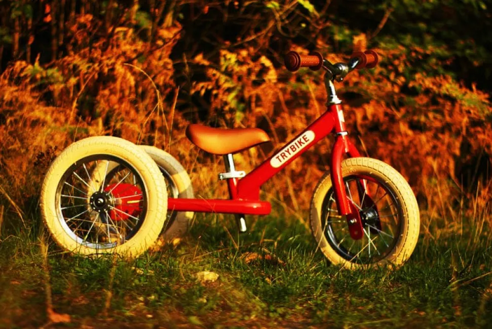 Trybike 2 in 1 Vintage Steel Balance Bike - Red