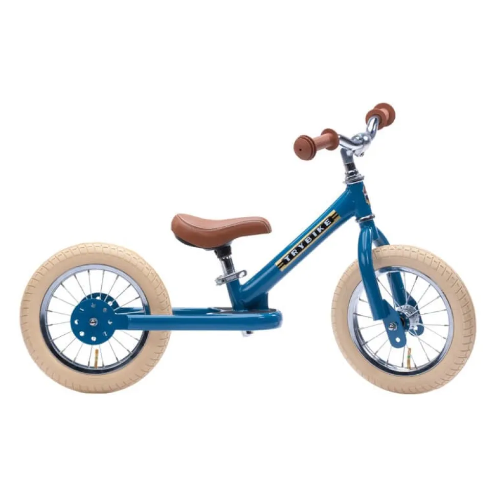 Trybike 2 in 1 Vintage Steel Balance Bike - Blue