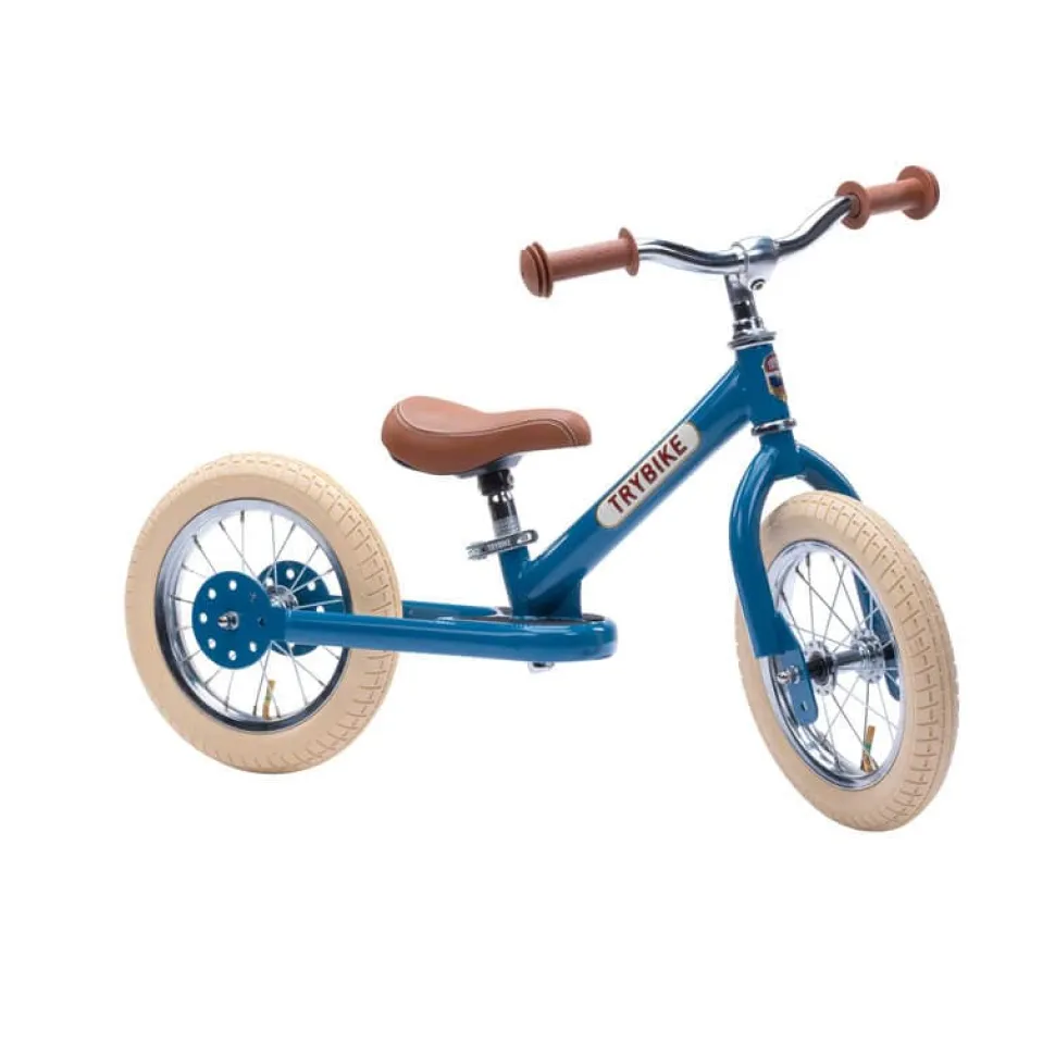 Trybike 2 in 1 Vintage Steel Balance Bike - Blue