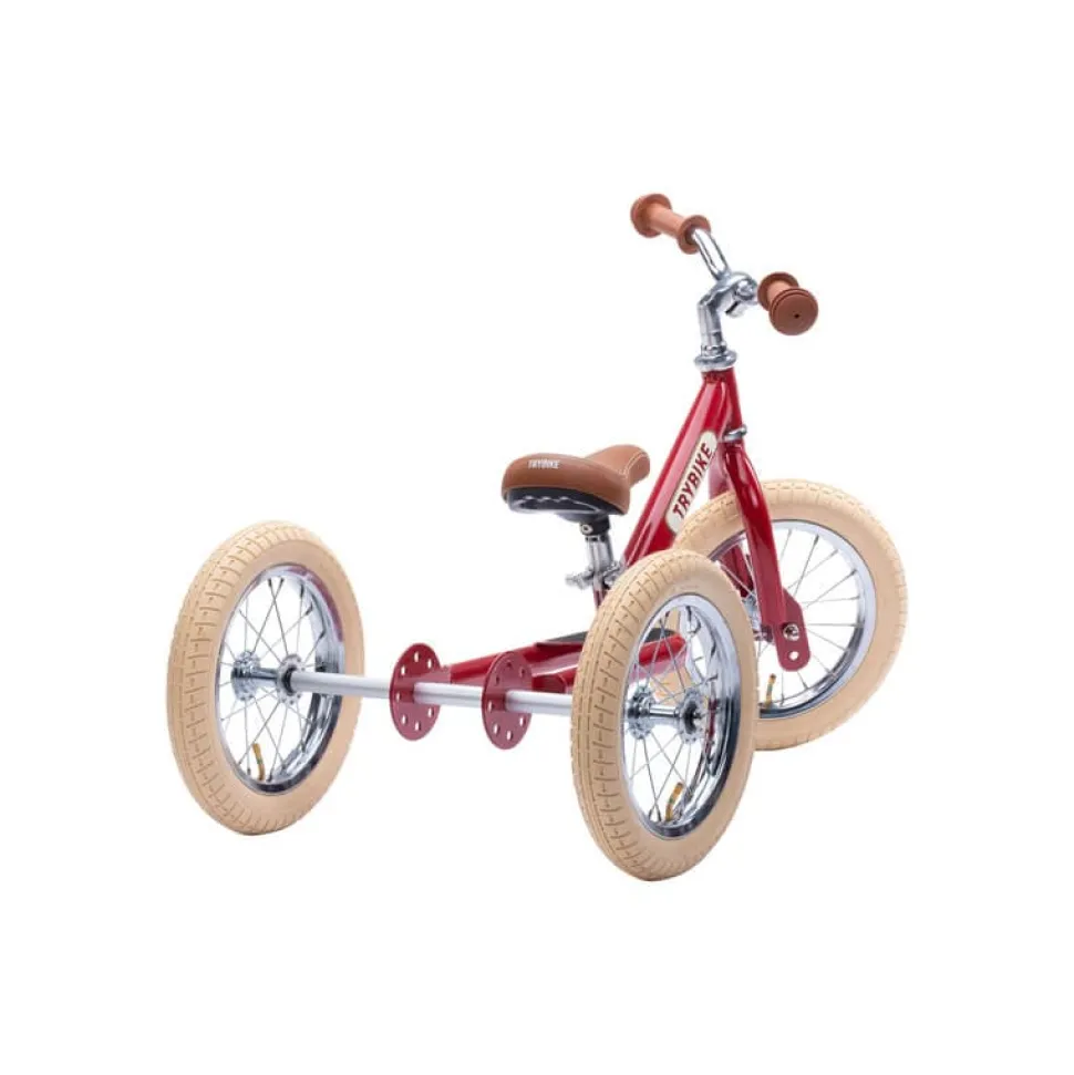 Trybike 2 in 1 Vintage Steel Balance Bike - Red