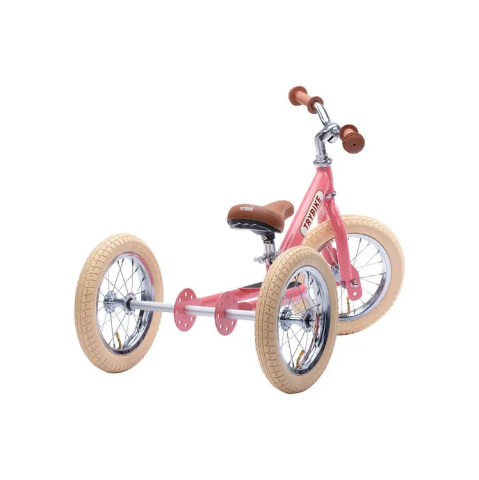 Trybike 2 in 1 Vintage Steel Balance Bike - Pink