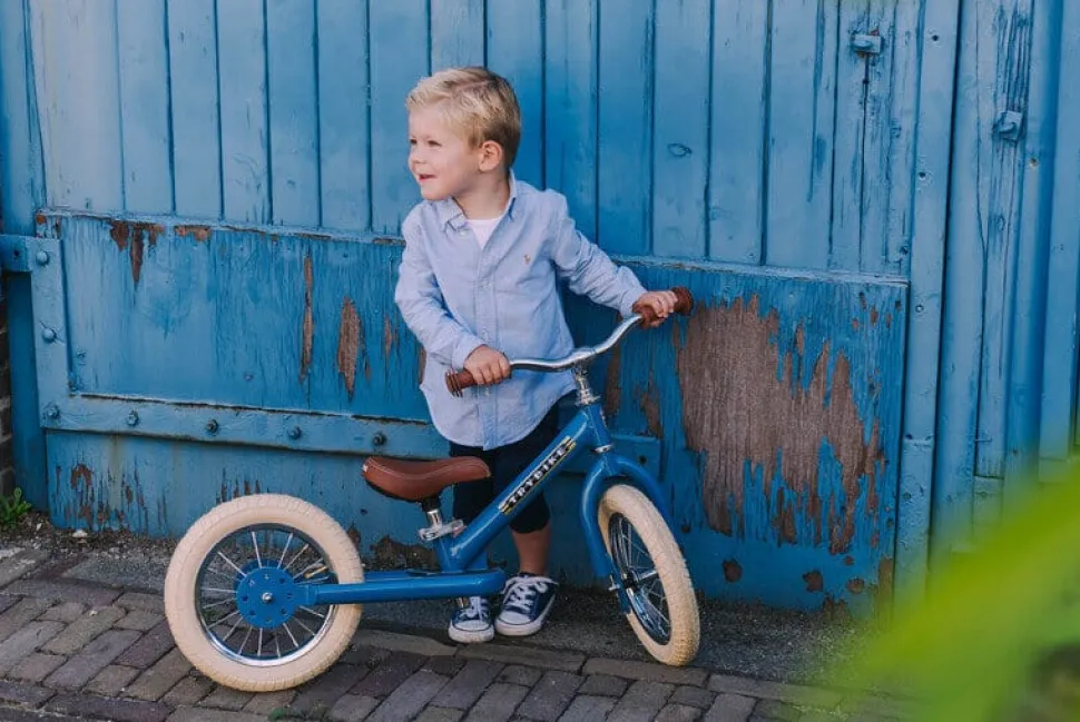 Trybike 2 in 1 Vintage Steel Balance Bike - Blue