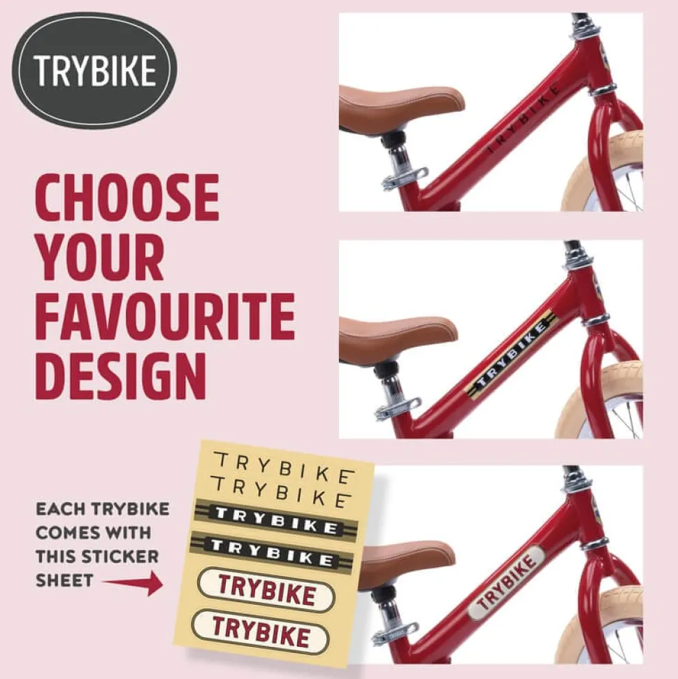 Trybike 2 in 1 Vintage Steel Balance Bike - Red