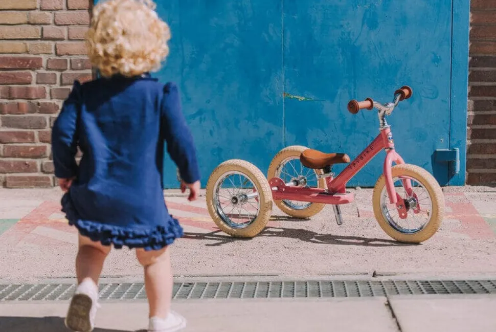 Trybike 2 in 1 Vintage Steel Balance Bike - Pink